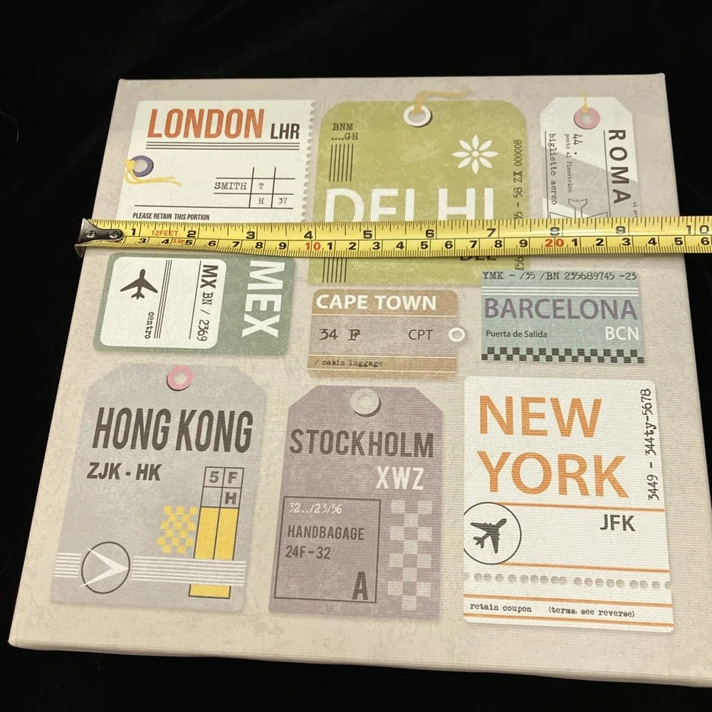IKEA Pjatteryd Airport Travel Luggage Tag Wall Canvas Art 9.75x9.75 22426